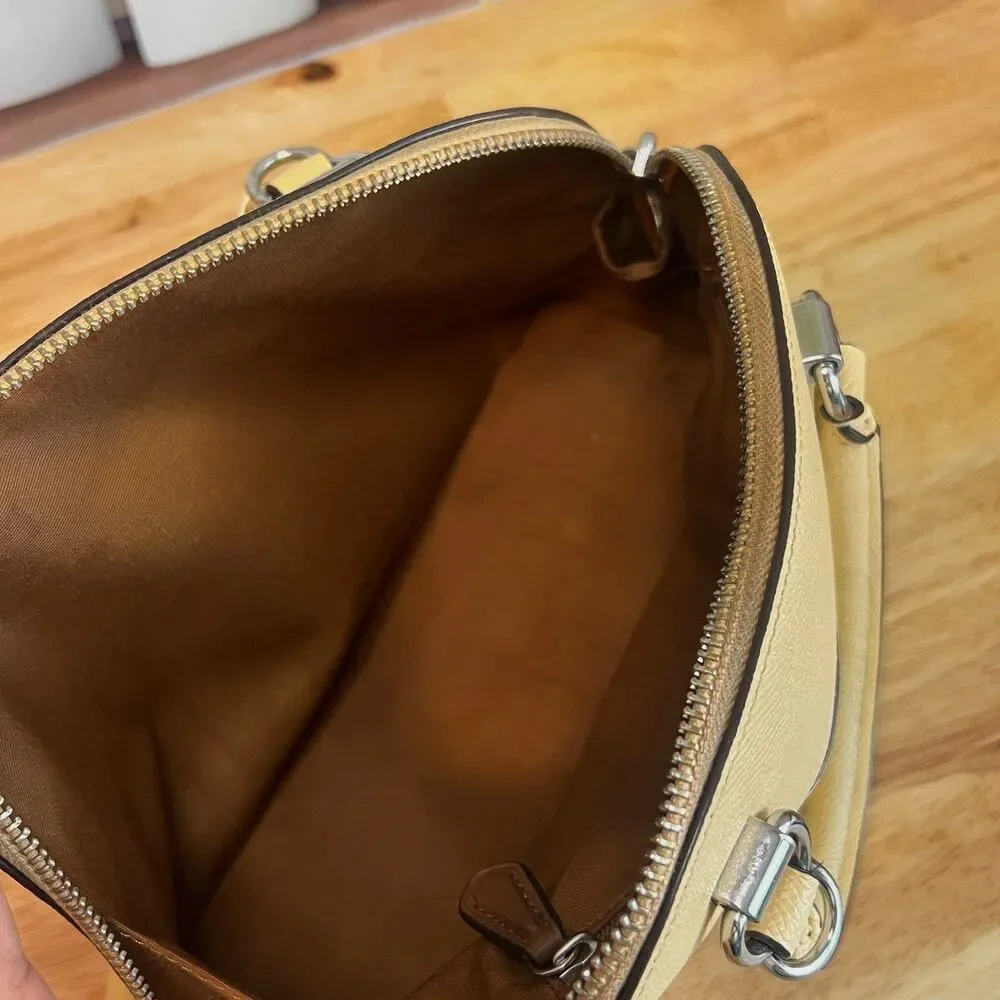 Coach Katy Satchel 2553 Vanilla Butter Yellow | Crossgrain Leather Bag - Picture 6 of 13